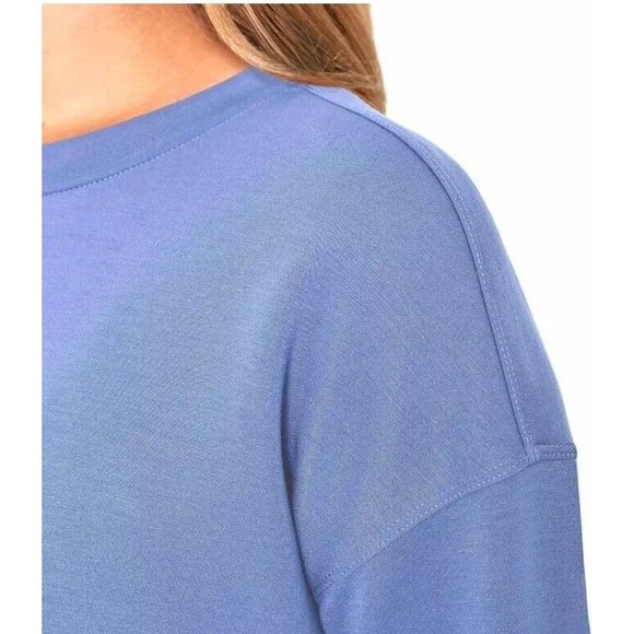 Mondetta Women's M Drop Shoulders Scuba Crewneck Relaxed Sweatshirt Stretch Blue - Picture 4 of 11